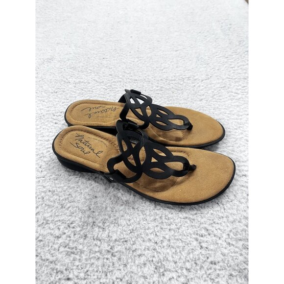 Women's Natural Soul Jennie Black Thong Flip Flop Sandals Size 8.5 - Picture 2 of 9